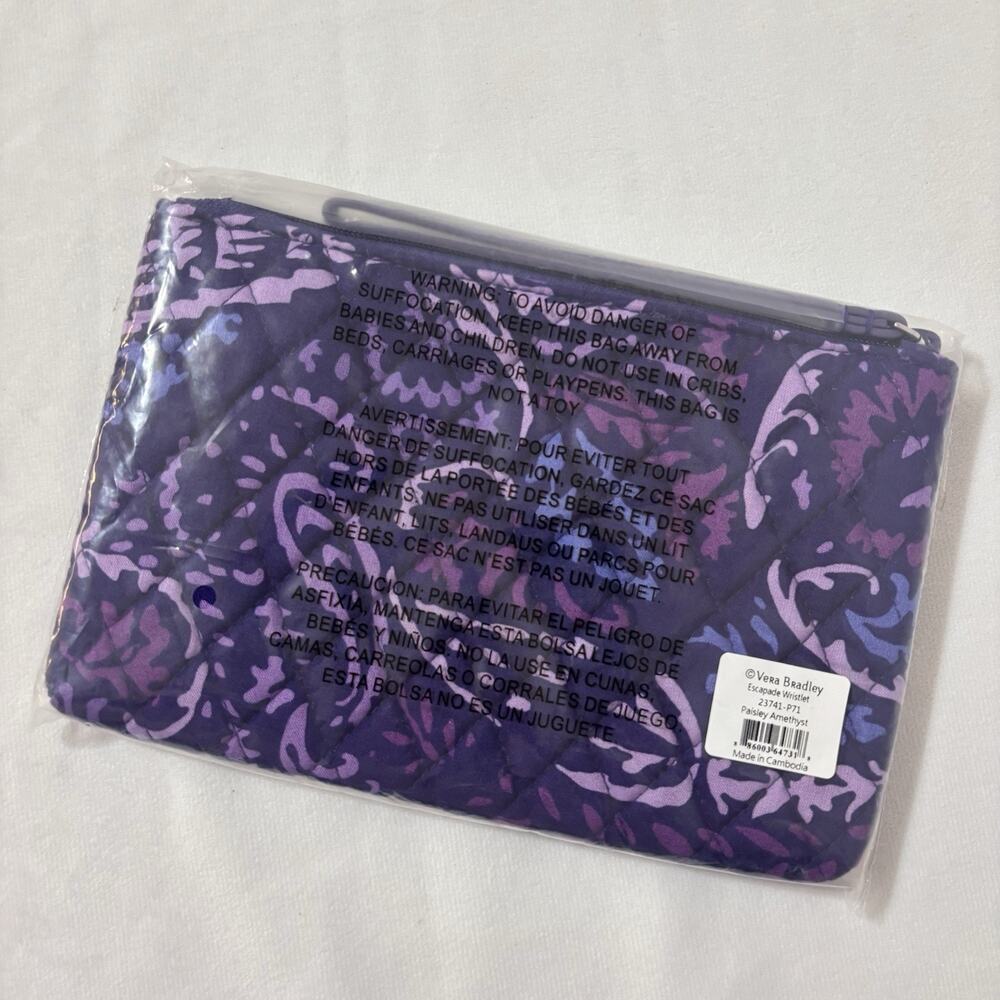 Vera Bradley Paisley Amethyst Escapade Wristlet Clutch Wallet NWT